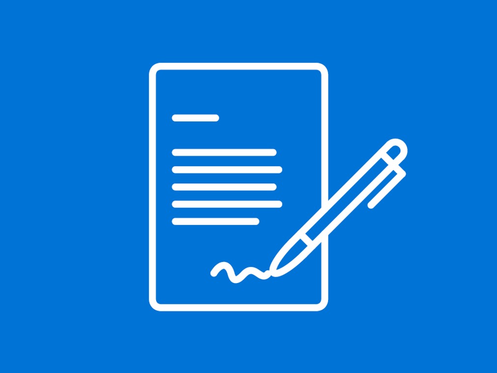 Illustration: Ett papper med en penna på.