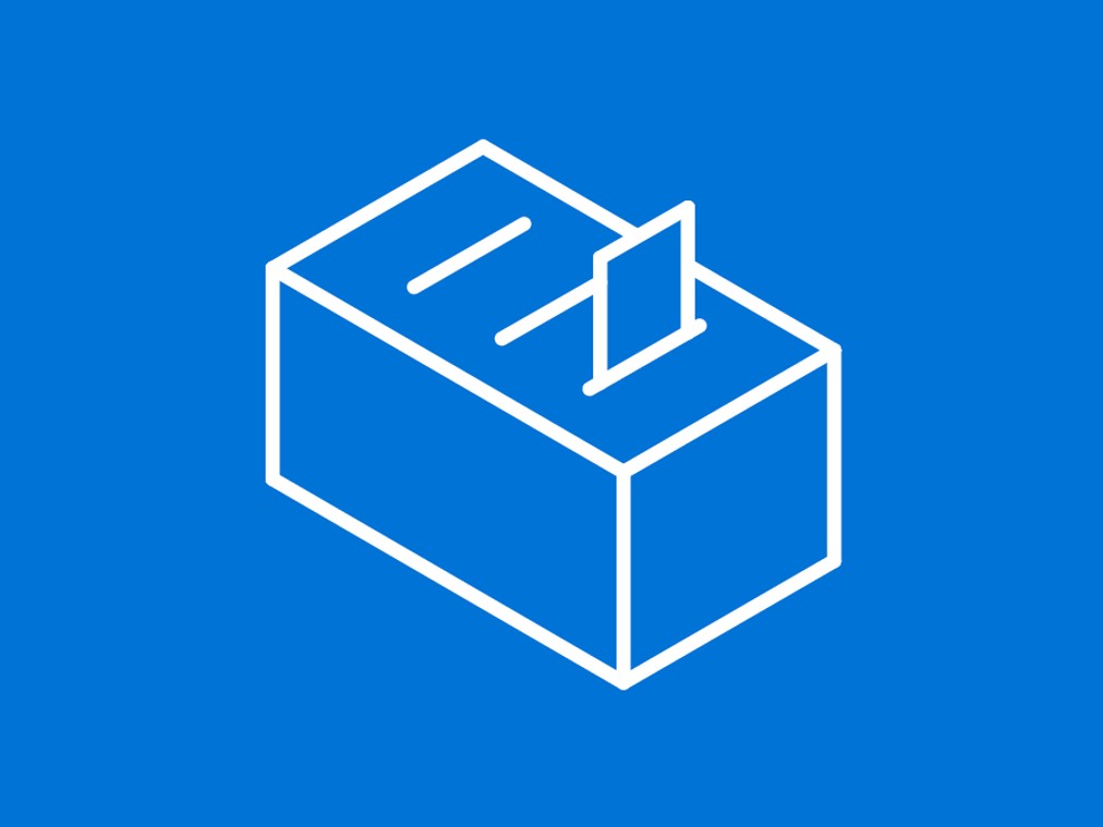 Illustration: en låda för röstsedlar.