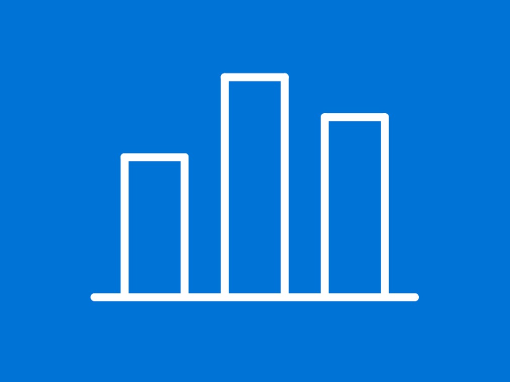 Illustration: Ett stapeldiagram på blå bakgrund.