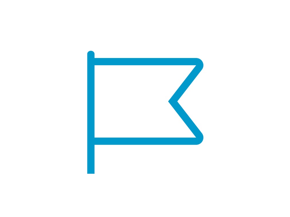 En blå pil som pekar åt vänster mot en vit bakgrund.