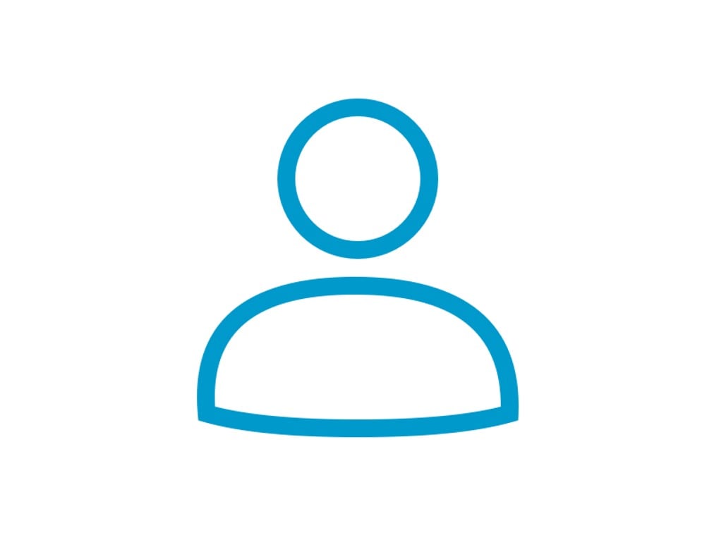 En blå avatar avatarikon på en vit bakgrund.